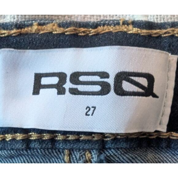 NWT RSQ Tillys Jeans Sz 27 Dark Wash Mid Rise Pork Chop Pockets Flare Leg Y2K - Picture 6 of 7